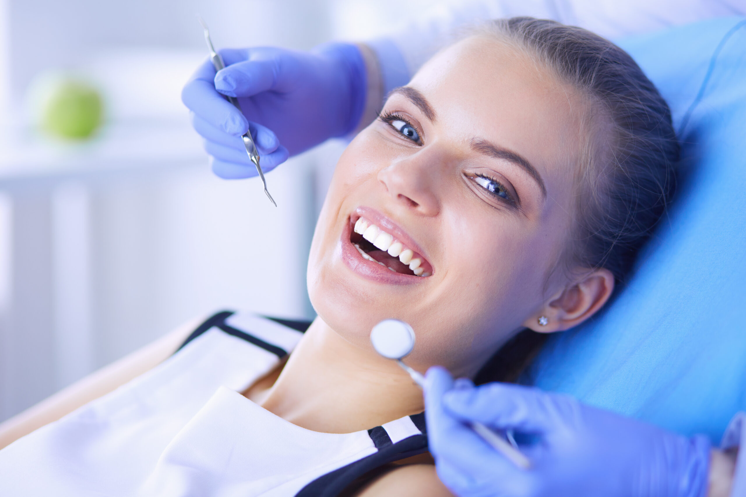 Young boy at a teeth cleaning 